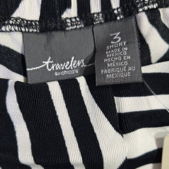 Chico's Travelers NWT Black White Abstract Swirl Pull On No Tummy Pants PETITE - Picture 6 of 9